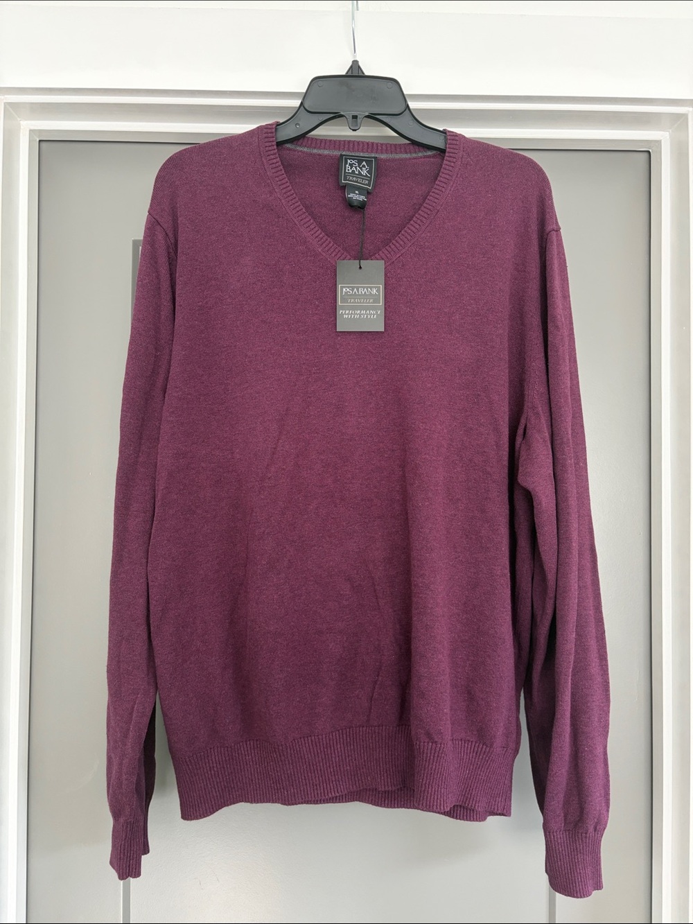 NWT Jos A Bank Traveler Pima Sweater in Plum
